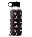 Skin Wrap Decal compatible with Hydro Flask Wide Mouth Bottle 32oz Pastel Butterflies Pink on Black (BOTTLE NOT INCLUDED)