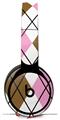 Skin Decal Wrap works with Original Beats Solo Pro Headphones Argyle Pink and Brown Skin Only BEATS NOT INCLUDED