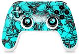 Skin Decal Wrap works with Original Google Stadia Controller Scattered Skulls Neon Teal Skin Only CONTROLLER NOT INCLUDED