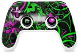 Skin Decal Wrap works with Original Google Stadia Controller Twisted Garden Green and Hot Pink Skin Only CONTROLLER NOT INCLUDED