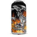 WraptorSkinz Skin Decal Wrap compatible with Yeti 16oz Tal Colster Can Cooler Insulator Chrome Skull on Fire (COOLER NOT INCLUDED)
