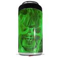 WraptorSkinz Skin Decal Wrap compatible with Yeti 16oz Tal Colster Can Cooler Insulator Flaming Fire Skull Green (COOLER NOT INCLUDED)
