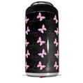 WraptorSkinz Skin Decal Wrap compatible with Yeti 16oz Tal Colster Can Cooler Insulator Pastel Butterflies Pink on Black (COOLER NOT INCLUDED)