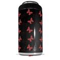 WraptorSkinz Skin Decal Wrap compatible with Yeti 16oz Tal Colster Can Cooler Insulator Pastel Butterflies Red on Black (COOLER NOT INCLUDED)