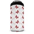 WraptorSkinz Skin Decal Wrap compatible with Yeti 16oz Tal Colster Can Cooler Insulator Pastel Butterflies Red on White (COOLER NOT INCLUDED)
