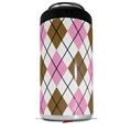 WraptorSkinz Skin Decal Wrap compatible with Yeti 16oz Tal Colster Can Cooler Insulator Argyle Pink and Brown (COOLER NOT INCLUDED)