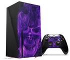 WraptorSkinz Skin Wrap compatible with the 2020 XBOX Series X Console and Controller Flaming Fire Skull Purple (XBOX NOT INCLUDED)