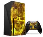 WraptorSkinz Skin Wrap compatible with the 2020 XBOX Series X Console and Controller Flaming Fire Skull Yellow (XBOX NOT INCLUDED)