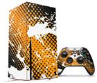 WraptorSkinz Skin Wrap compatible with the 2020 XBOX Series X Console and Controller Halftone Splatter White Orange (XBOX NOT INCLUDED)