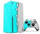 WraptorSkinz Skin Wrap compatible with the 2020 XBOX Series X Console and Controller Ripped Colors Neon Teal Gray (XBOX NOT INCLUDED)