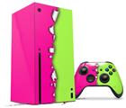 WraptorSkinz Skin Wrap compatible with the 2020 XBOX Series X Console and Controller Ripped Colors Hot Pink Neon Green (XBOX NOT INCLUDED)