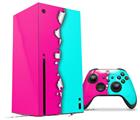 WraptorSkinz Skin Wrap compatible with the 2020 XBOX Series X Console and Controller Ripped Colors Hot Pink Neon Teal (XBOX NOT INCLUDED)