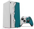 WraptorSkinz Skin Wrap compatible with the 2020 XBOX Series X Console and Controller Ripped Colors Gray Seafoam Green (XBOX NOT INCLUDED)