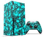WraptorSkinz Skin Wrap compatible with the 2020 XBOX Series X Console and Controller Scattered Skulls Neon Teal (XBOX NOT INCLUDED)