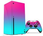 WraptorSkinz Skin Wrap compatible with the 2020 XBOX Series X Console and Controller Smooth Fades Neon Teal Hot Pink (XBOX NOT INCLUDED)