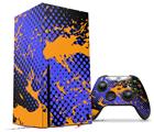 WraptorSkinz Skin Wrap compatible with the 2020 XBOX Series X Console and Controller Halftone Splatter Orange Blue (XBOX NOT INCLUDED)