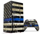 WraptorSkinz Skin Wrap compatible with the 2020 XBOX Series X Console and Controller Painted Faded Cracked Blue Line Stripe USA American Flag (XBOX NOT INCLUDED)