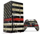 WraptorSkinz Skin Wrap compatible with the 2020 XBOX Series X Console and Controller Painted Faded and Cracked Red Line USA American Flag (XBOX NOT INCLUDED)