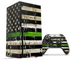 WraptorSkinz Skin Wrap compatible with the 2020 XBOX Series X Console and Controller Painted Faded and Cracked Green Line USA American Flag (XBOX NOT INCLUDED)