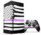 WraptorSkinz Skin Wrap compatible with the 2020 XBOX Series X Console and Controller Brushed USA American Flag Pink Line (XBOX NOT INCLUDED)