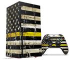WraptorSkinz Skin Wrap compatible with the 2020 XBOX Series X Console and Controller Painted Faded and Cracked Yellow Line USA American Flag (XBOX NOT INCLUDED)