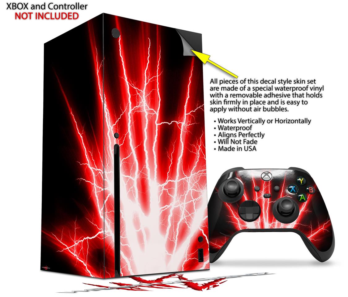 XBOX Series X Console Controller Bundle Skins Lightning Red