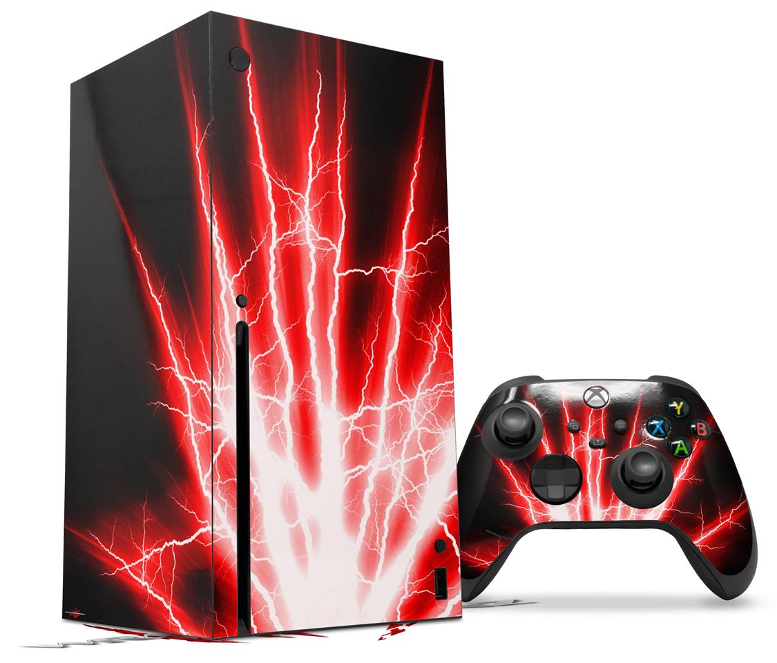 XBOX Series X Console Controller Bundle Skins Lightning Red