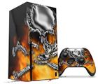 WraptorSkinz Skin Wrap compatible with the 2020 XBOX Series X Console and Controller Chrome Skull on Fire (XBOX NOT INCLUDED)
