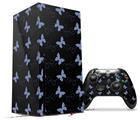 WraptorSkinz Skin Wrap compatible with the 2020 XBOX Series X Console and Controller Pastel Butterflies Blue on Black (XBOX NOT INCLUDED)