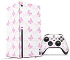 WraptorSkinz Skin Wrap compatible with the 2020 XBOX Series X Console and Controller Pastel Butterflies Pink on White (XBOX NOT INCLUDED)