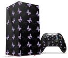WraptorSkinz Skin Wrap compatible with the 2020 XBOX Series X Console and Controller Pastel Butterflies Purple on Black (XBOX NOT INCLUDED)