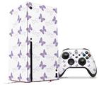 WraptorSkinz Skin Wrap compatible with the 2020 XBOX Series X Console and Controller Pastel Butterflies Purple on White (XBOX NOT INCLUDED)