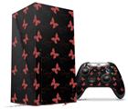 WraptorSkinz Skin Wrap compatible with the 2020 XBOX Series X Console and Controller Pastel Butterflies Red on Black (XBOX NOT INCLUDED)