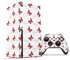 WraptorSkinz Skin Wrap compatible with the 2020 XBOX Series X Console and Controller Pastel Butterflies Red on White (XBOX NOT INCLUDED)