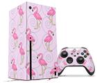 WraptorSkinz Skin Wrap compatible with the 2020 XBOX Series X Console and Controller Flamingos on Pink (XBOX NOT INCLUDED)