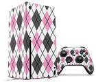 WraptorSkinz Skin Wrap compatible with the 2020 XBOX Series X Console and Controller Argyle Pink and Gray (XBOX NOT INCLUDED)