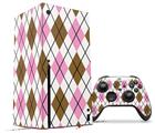 WraptorSkinz Skin Wrap compatible with the 2020 XBOX Series X Console and Controller Argyle Pink and Brown (XBOX NOT INCLUDED)