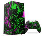 WraptorSkinz Skin Wrap compatible with the 2020 XBOX Series X Console and Controller Twisted Garden Green and Hot Pink (XBOX NOT INCLUDED)
