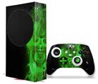 WraptorSkinz Skin Wrap compatible with the 2020 XBOX Series S Console and Controller Flaming Fire Skull Green (XBOX NOT INCLUDED)