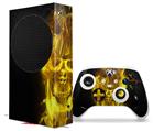 WraptorSkinz Skin Wrap compatible with the 2020 XBOX Series S Console and Controller Flaming Fire Skull Yellow (XBOX NOT INCLUDED)