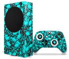 WraptorSkinz Skin Wrap compatible with the 2020 XBOX Series S Console and Controller Scattered Skulls Neon Teal (XBOX NOT INCLUDED)