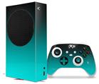 WraptorSkinz Skin Wrap compatible with the 2020 XBOX Series S Console and Controller Smooth Fades Neon Teal Black (XBOX NOT INCLUDED)