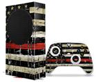 WraptorSkinz Skin Wrap compatible with the 2020 XBOX Series S Console and Controller Painted Faded and Cracked Red Line USA American Flag (XBOX NOT INCLUDED)