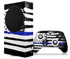 WraptorSkinz Skin Wrap compatible with the 2020 XBOX Series S Console and Controller Brushed USA American Flag Blue Line (XBOX NOT INCLUDED)