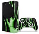 WraptorSkinz Skin Wrap compatible with the 2020 XBOX Series S Console and Controller Metal Flames Green (XBOX NOT INCLUDED)
