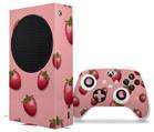 WraptorSkinz Skin Wrap compatible with the 2020 XBOX Series S Console and Controller Strawberries on Pink (XBOX NOT INCLUDED)