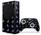 WraptorSkinz Skin Wrap compatible with the 2020 XBOX Series S Console and Controller Pastel Butterflies Blue on Black (XBOX NOT INCLUDED)