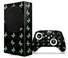 WraptorSkinz Skin Wrap compatible with the 2020 XBOX Series S Console and Controller Pastel Butterflies Green on Black (XBOX NOT INCLUDED)