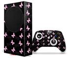 WraptorSkinz Skin Wrap compatible with the 2020 XBOX Series S Console and Controller Pastel Butterflies Pink on Black (XBOX NOT INCLUDED)