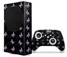 WraptorSkinz Skin Wrap compatible with the 2020 XBOX Series S Console and Controller Pastel Butterflies Purple on Black (XBOX NOT INCLUDED)